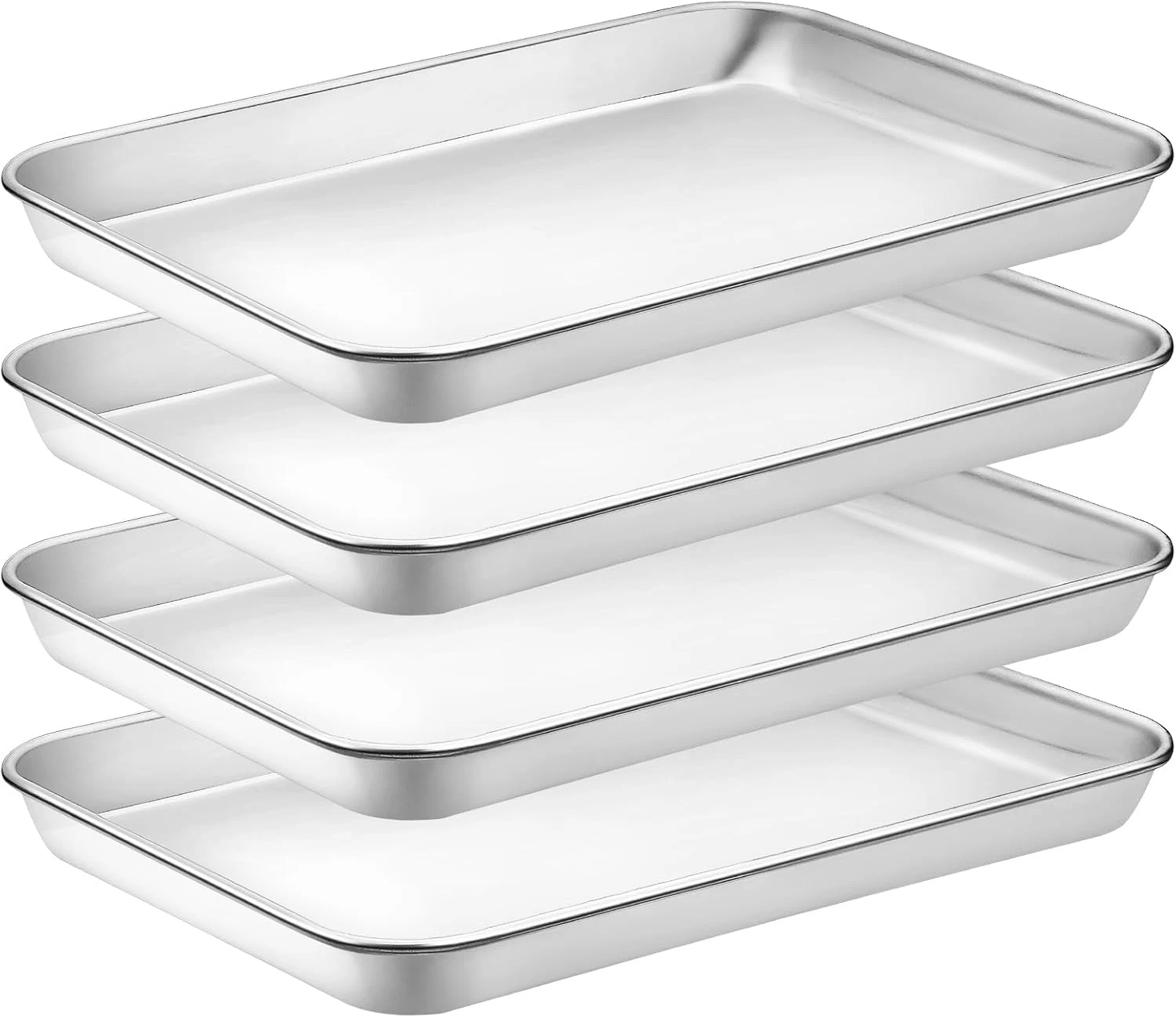 4 Pieces Baking Sheet Pan Tray, CEKEE Stainless Steel Small Cookie Sheets