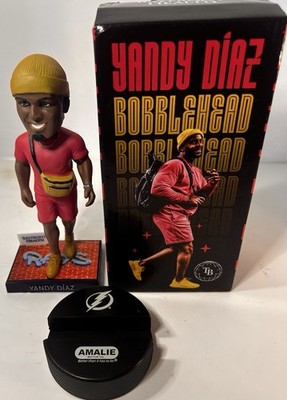Yandy Diaz Bobblehead- MLB Tampa Bay Rays - Promo 2024. Bonus TB Lightning Puck.