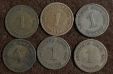 Germany 1 Pfennigs 1893-95 6 different - fully listed