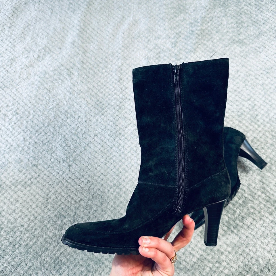 botín vintage retro y2k negro gamuza tacón punta mujer 8 Foto 3 de 4