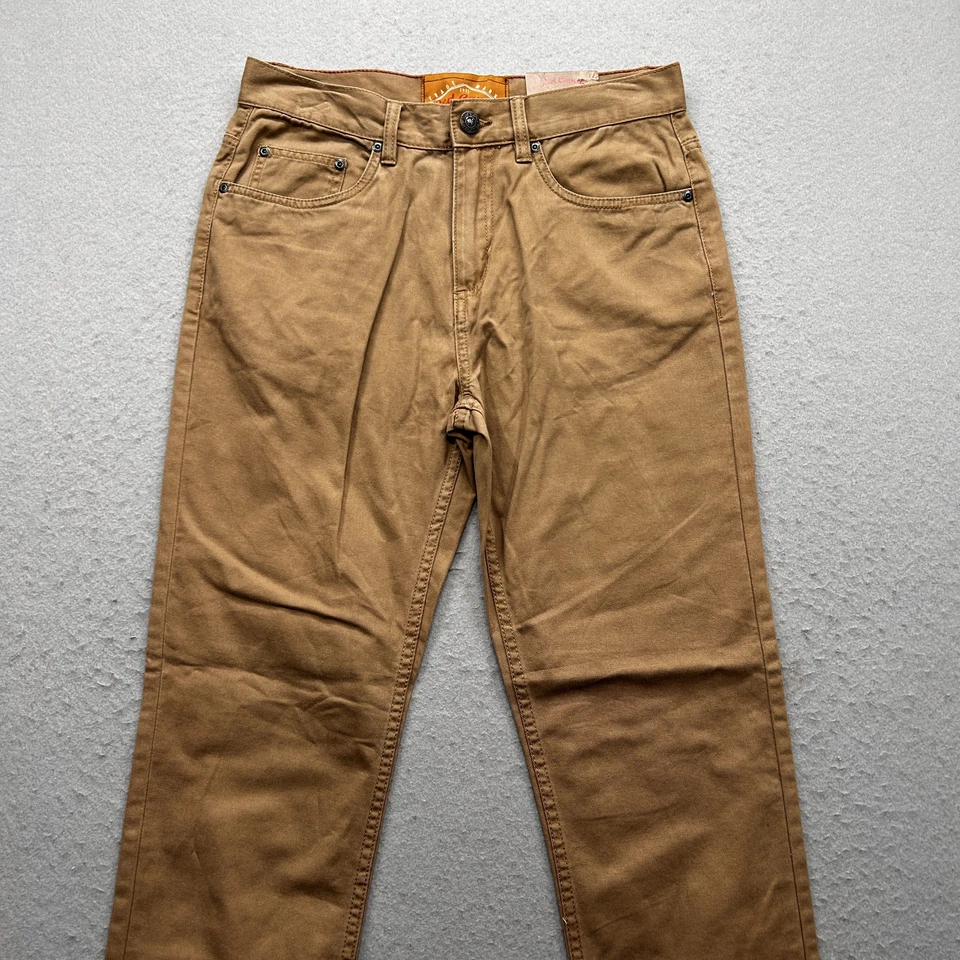 Pantalones rectos marrones rojos camel hechos a mano para hombre talla 30x32 nuevos con etiquetas Foto 3 de 4
