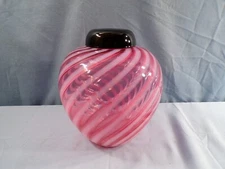 Fenton Cranberry Opalescent Glass Spiral Optic Ginger Jar w/ Cap