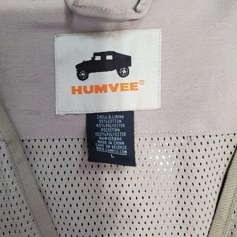 Humvee Safari Vest Mens Large Hiking Fishing Hunting Biege Brown  - Image 4 of 4