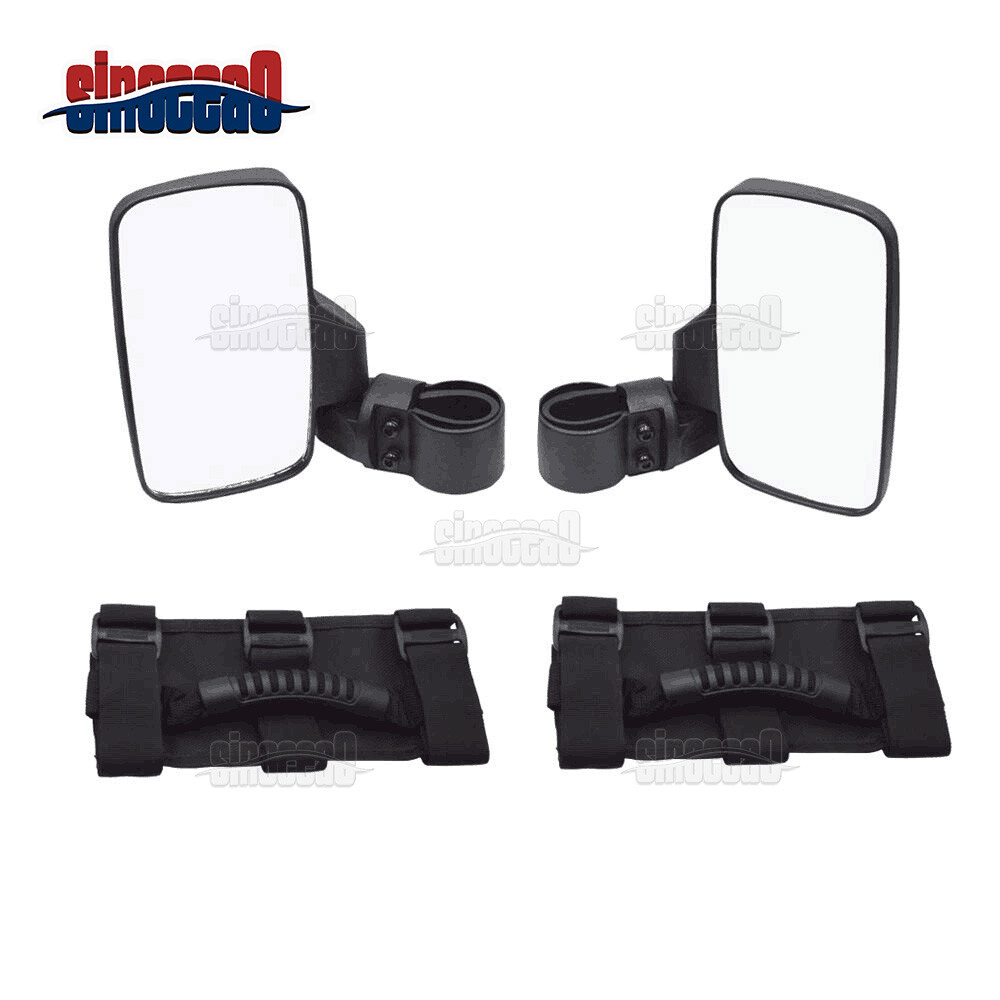 Polaris RZR Side Mirrors Grab Handles Kit UTV Roll Bar Mirror & Grab Handle Kit - Fits Polaris RZR, Honda Pioneer, Yamaha, Kawasaki, Can-Am Polaris Razor Mirrors - Foto 8