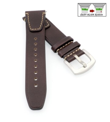 Vintage Easy-Klick Kalb-Nappaleder Uhrenarmband Modell Risa mocca 22 mm