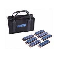 Harmonica Set 7 key blues harp 008K Professional Diatonic Harmonicas 10 Holes...