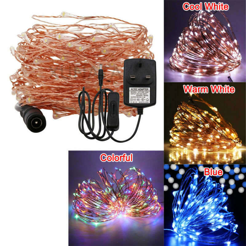 Solar 100500 LED Mains Plug in String Fairy Lights Garden Outdoor Xmas