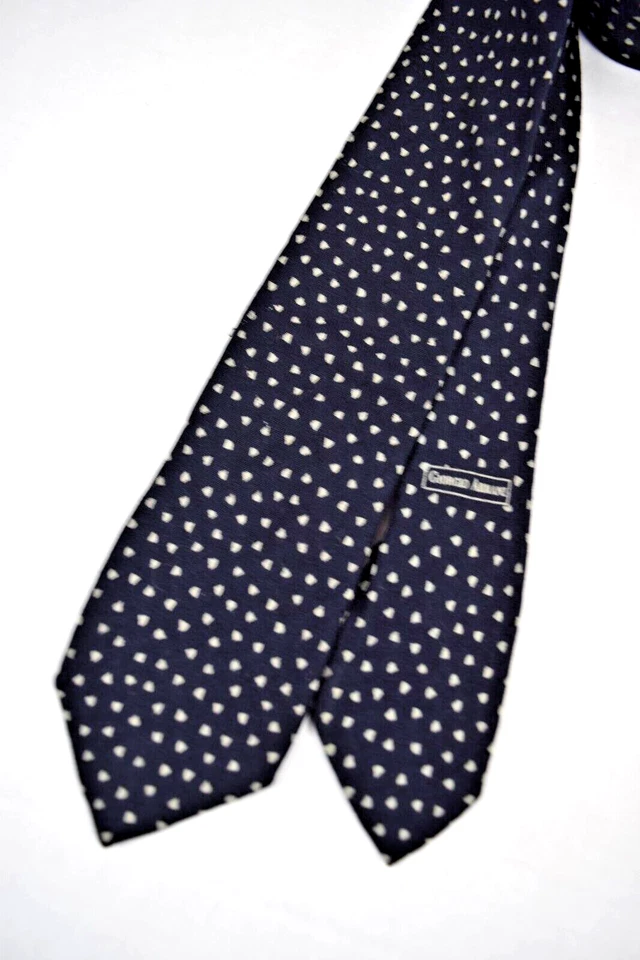 Corbata de Colección Giorgio Armani Años 70 Negro Seda Marfil Gris Triángulo Foulard 54 X 2.75 Foto 3 de 4