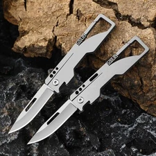 New Titanium Knife Belt Pocket EDC CutterTool Carabiner Survival FoldingKeychain