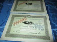 2 x historische Aktie , April 1921 , AG f&uuml;r FILM - Fabrikation , 1000 Mark / 38