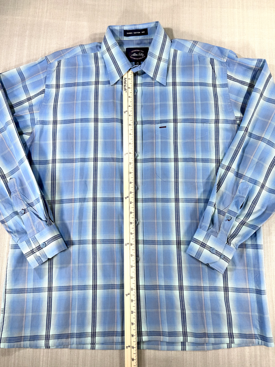 allen solly dress shirts Allen Solly Shirt Men Size 42 CMS Long Sleeve Button Down Blue Plaid  Cotton#2705