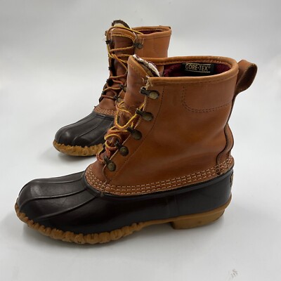 LL BEAN Duck Boots Mens 8 M Brown Leather Gore Tex Waterproof LL Bean 8 Inch Waterproof Goretex Duck Boots Leather Brown  main image 4