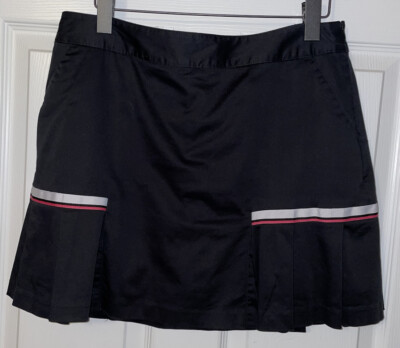LADY HAGEN Sz 10 Black Pleated Cotton Stretch Golf Skort Shorts Skirt EUC 