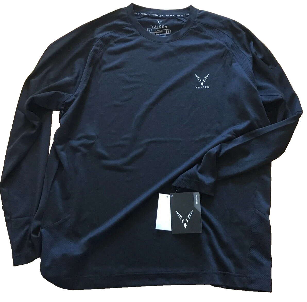 Vaiden Tech Men Athletic Performance Long Sleeve Shirt Size L Black Activewear