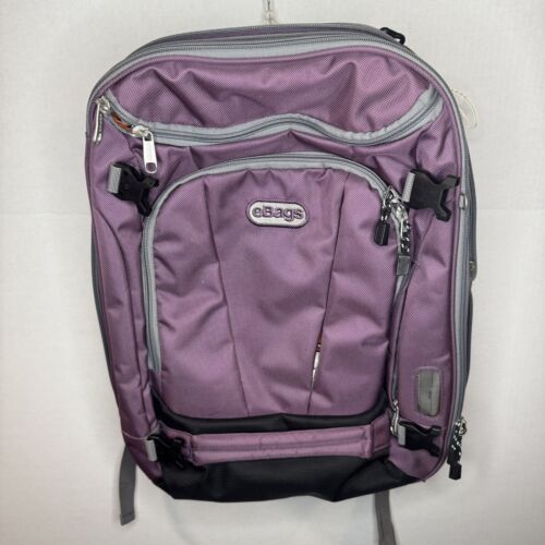 eBags Mother Lode Eggplant Convertible Backpack Travel Luggage Expandable Clean
