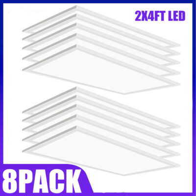 LED Panel Light Drop Ceiling Flat Panel Recessed Troffer Fixture (8-Pack 2x4 Ft)