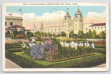 Flowers~Air View Formal Gardens Balboa Park San Diego CA~Vintage Postcard