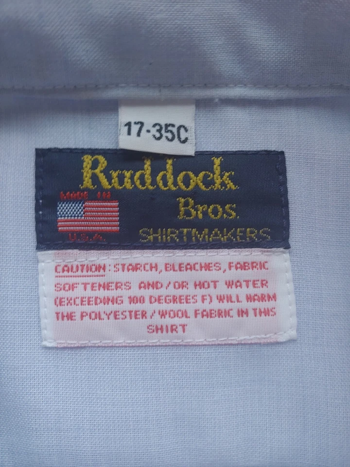 Ruddock Bros Vestido Azul LS Uniforme Camisa Para Hombres Talla 17 35C Poliéster Mezcla Lana Foto 3 de 4
