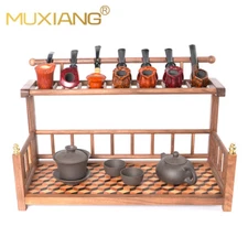 MUXIANG Wooden Tobacco Pipe Rack Holder For 7 Briar Freehand Pipes Rolling Tray