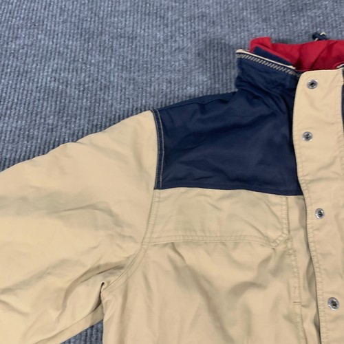 VTG Tommy Hilfiger Jacket Mens L Beige Full Zip Pockets Hooded Fleece Lined Y2K - Picture 8 of 18