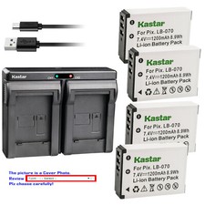 Kastar Battery Dual USB Charger for Kodak LB-070 LB070  Kodak PIXPRO S1 Camera
