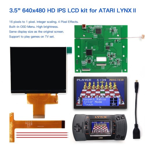 640x480 Retro Pixel 720P Kompatybilny z HDMI HD IPS Podświetlany wyświetlacz LCD do ATARI LYNX II/2 - Zdjęcie 1 z 21