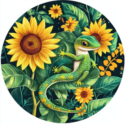 Transparent 18x18 cm gecko with flowers car sticker weatherproof vinyl sticker