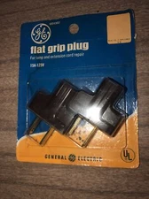 Vintage Retro GE Flat Grip Plug Plugs Brown GE New in Package New Old Stock