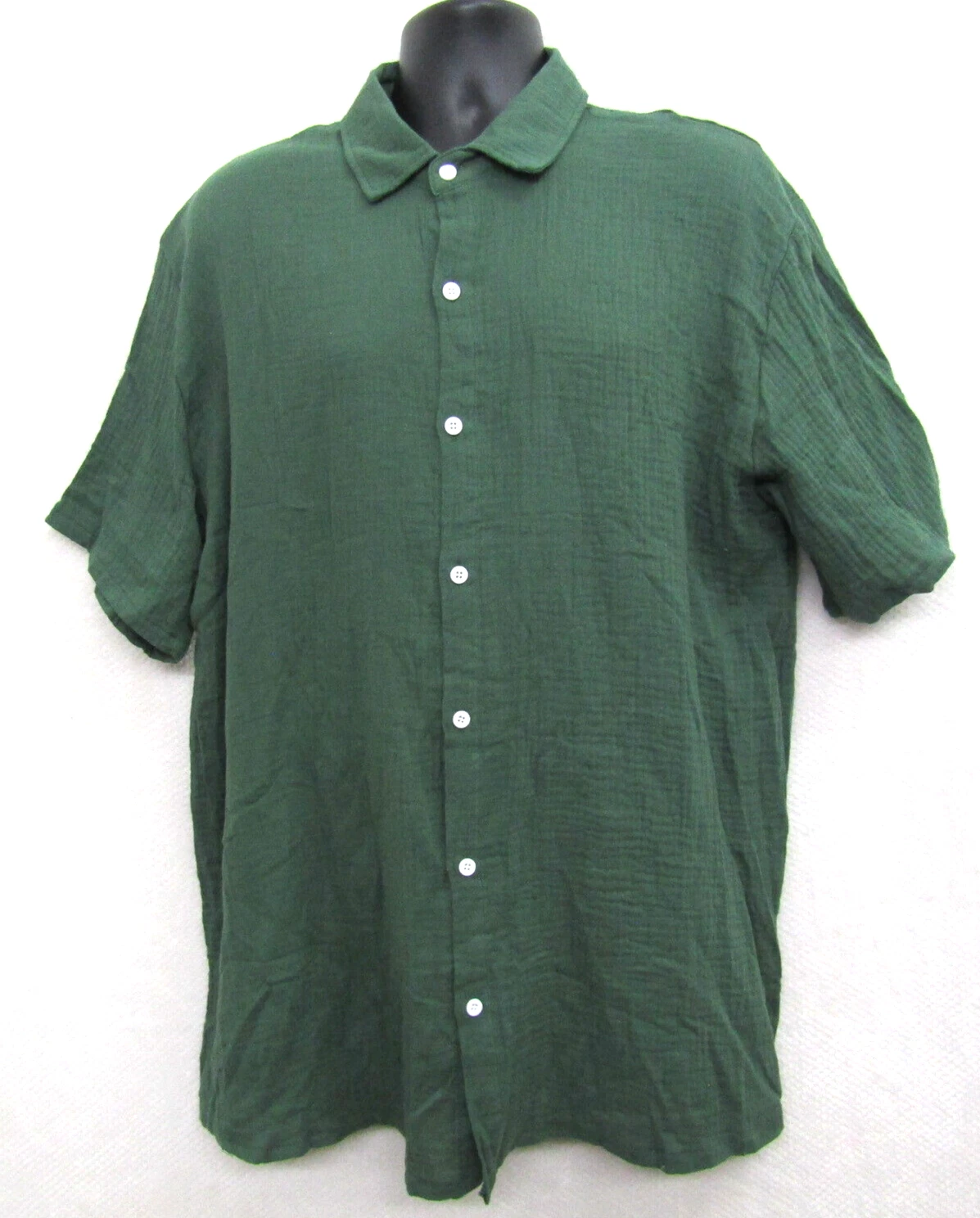 Mens Green Shirt 2X Large Short Sleeve Button Beach Summer Casual
