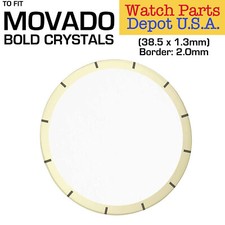 Gold Border Watch Crystal Fit Movado Bold 38.5 x 1.3mm Border: 2.0mm with Line