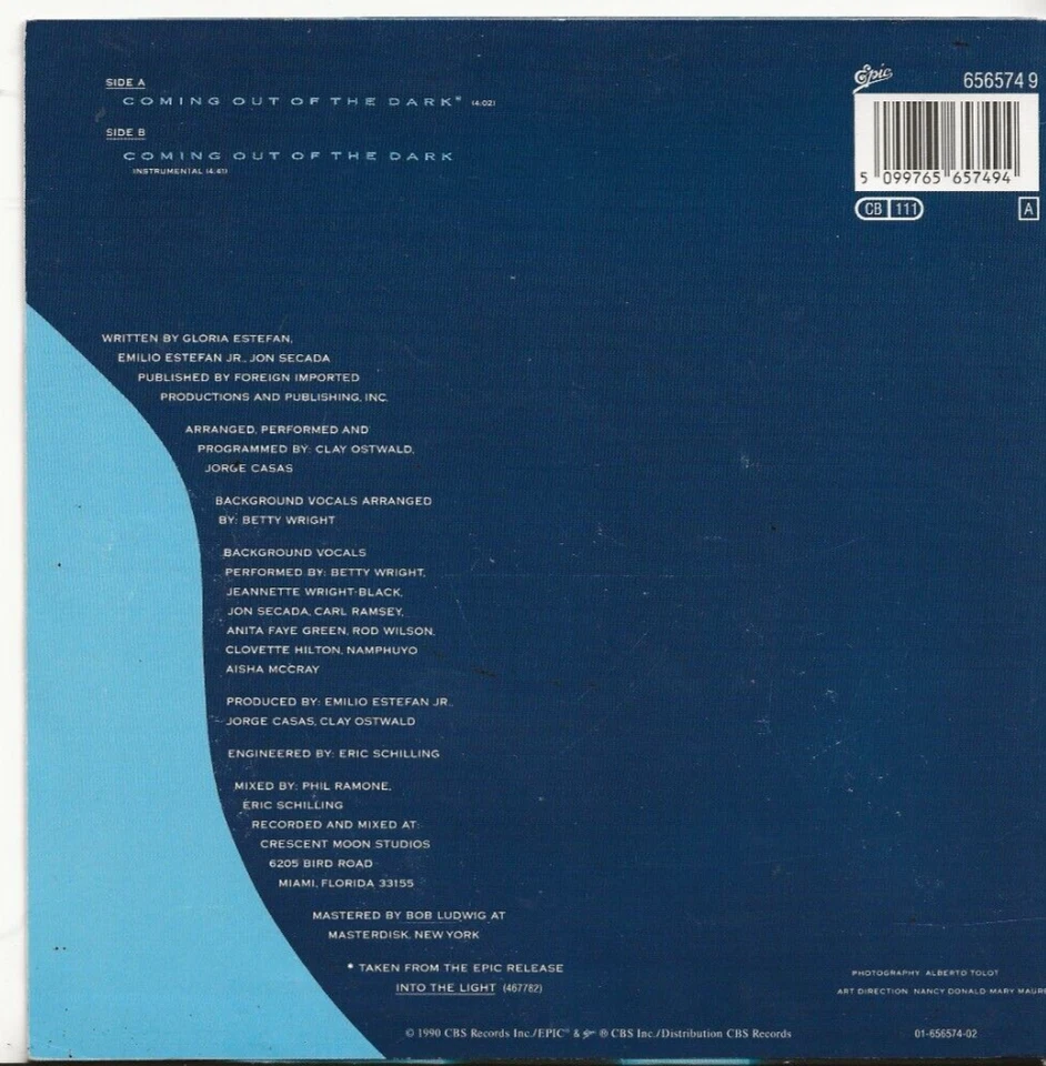 GLORIA ESTEFAN COMING OUT OF THE DARK SINGLE FROM NETHERLANDS, MINT - Image 2 of 2