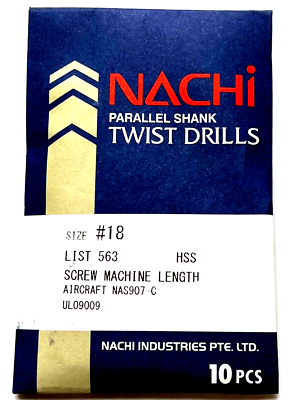 なちページ 18 HSS SCREW MACHINE STUB LENGTH DRILLS W/135 DEG POINT NACHI 563