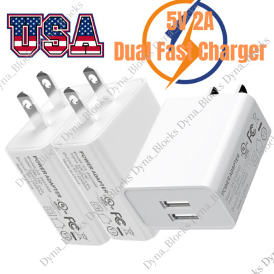 USB Charger Wall Plug Charger Dual Block Adapter Cube For iPhone 14 13 12 11 7 8
