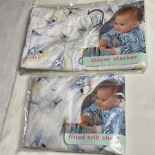 NEW Vintage 1993 Quiltex Snoopy  Woodstock Fitted Crib Sheet  Diaper Stacker