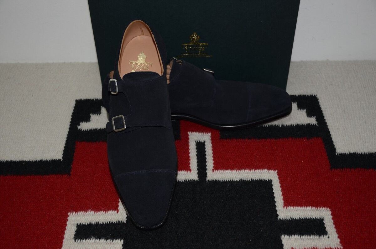 Crockett & Jones Made in England Lowndes Monkstrap Suede Leather Dress Shoes