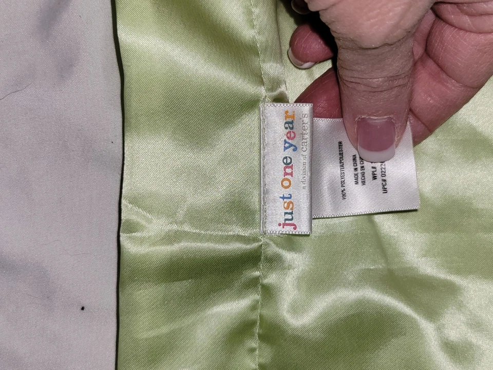 Just One Year Green Minky Satin Blanket Hard To Find Euc 30x40  - Image 2 of 4