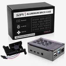 Raspberry Pi 4 Model B Aluminum Brick Case with Adjustable Speed 3510 Quiet Fan