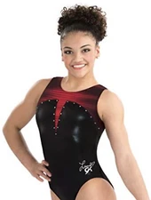 LAURIE HERNANDEZ Leotard GK ELITE gymnastics LADY IN RED Leo RHINESTONE Bling AS