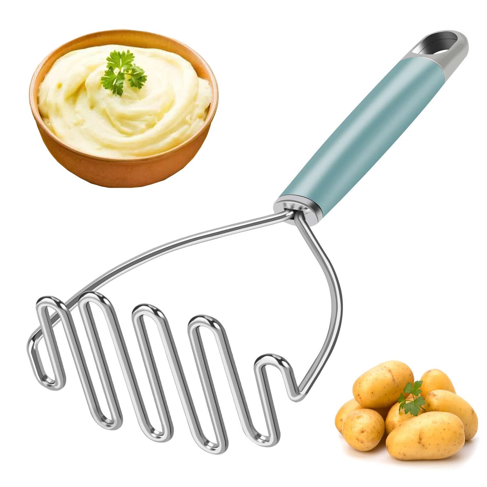 Machacador de patatas de acero inoxidable para patatas, judías, aguacate