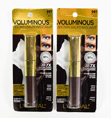 2 Loreal VOLUMINOUS Brown Balm Mascara volume & care #981 BROWN fuller lashes