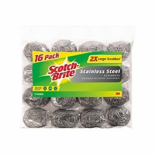 SCOTCH-BRITE STAINLESS STEEL HEAVY DUTY SCRUBBING/SCOURING PADS 16 PER PACK