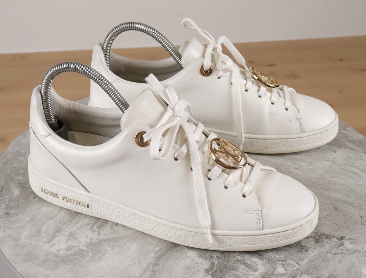 Louis Vuitton Size US6.5 EUR 36.5 23CM Leather White Gold Logo LV