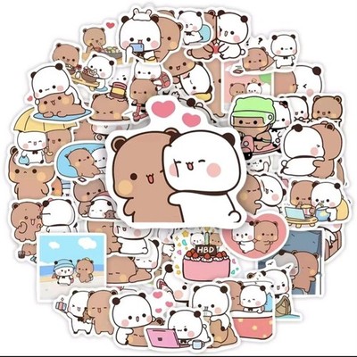 50x Bubu & Dudu Sticker Set Süße Bären Aufkleber Liebe Herz Kawaii Stickerbomb 