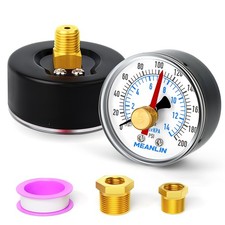 0-200Psi 2" DIAL FACE 1/4" NPT Well Pump Pressure Gauge with 1/2" NPT and 3/8...