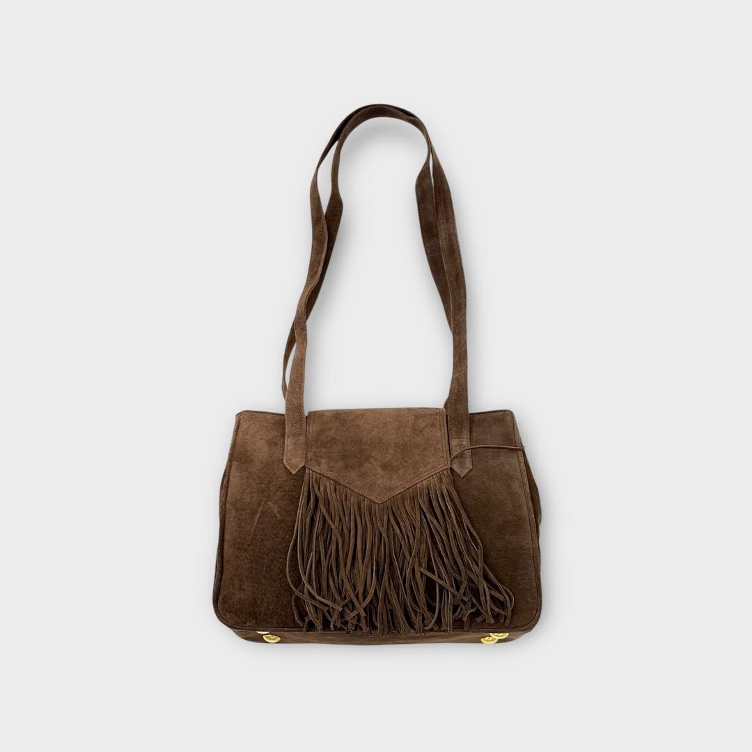 Borsa a tracolla Yves Saint Laurent con frange in camoscio NNNd49