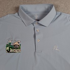 Rhoback Performance Polo Shirt Men XL Ice Blue Golf Stretch Embroidered Logo