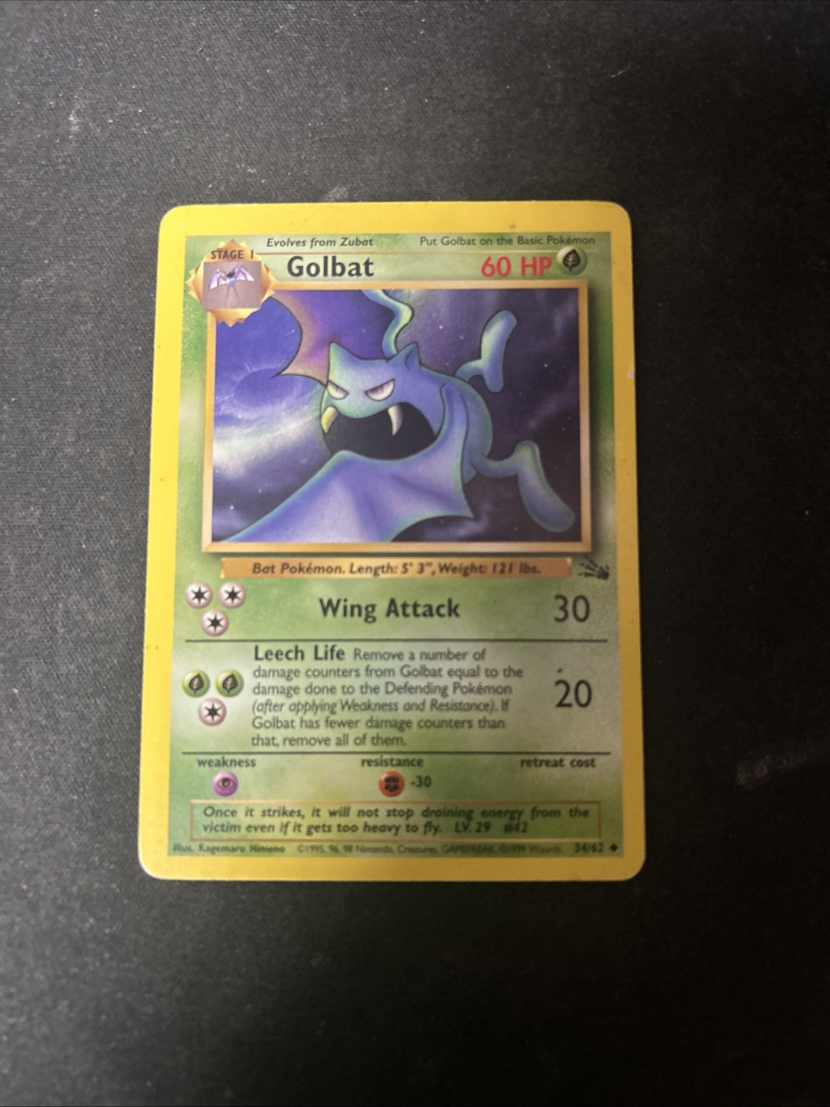 Golbat 34/62 - Uncommon Pokemon Card - Fossil Set D29