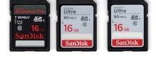 sandisk ultra 16gb sd card lot of 3 two ultra and one extreme pro