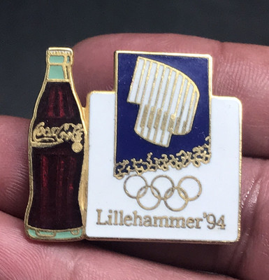 VTG 1994 Coca Cola Lillehammer Olympics Lapel Pin Enamel 1 1/8''x1 1/4''