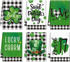 St. Patrick'S Day Decorations Lucky Charm Shamrock Kitchen Towels 6 Pcs 14X21"